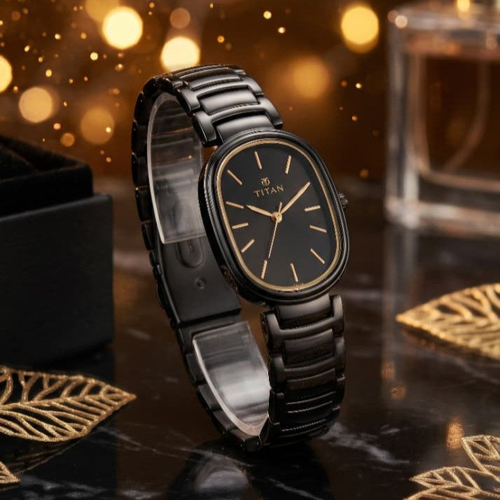 Titan Ceramic Luxe Oval Analog Watch"