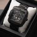'Fobras Men's Black Skeleton Analog Watch