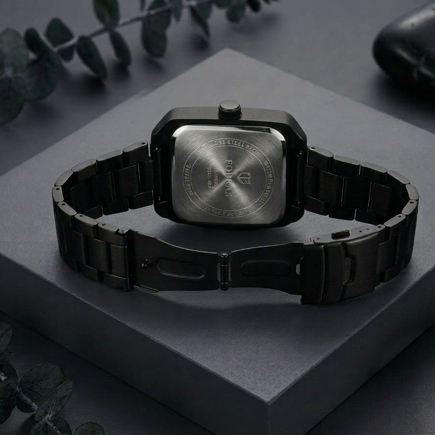 'Fobras Men's Black Skeleton Analog Watch