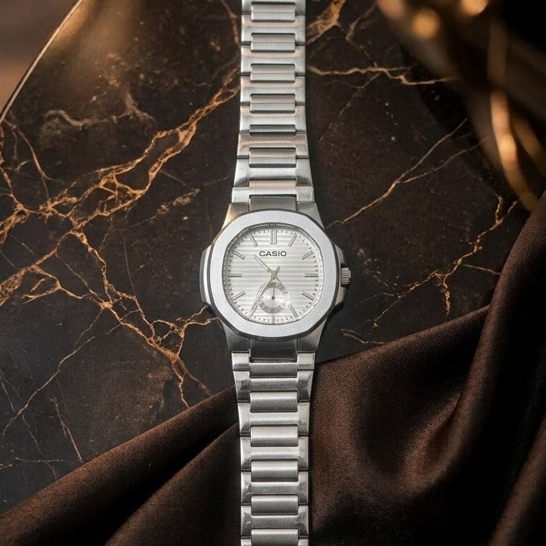 Minimalist silver timepiece
