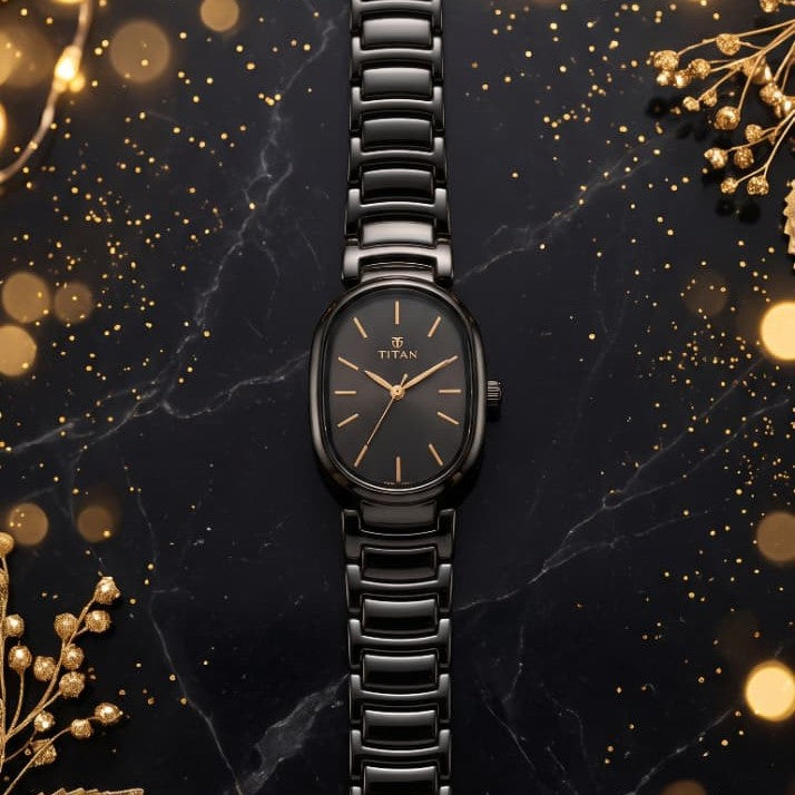 Titan Ceramic Luxe Oval Analog Watch"